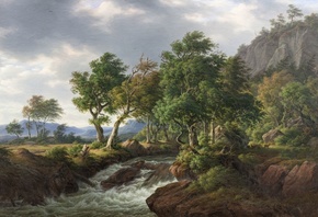 Frederik Christian Kiaerskou, Danish, 1855, Rocky landscape, Deep valley in Bleking
