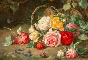 Josef Neugebauer, Austrian, Roses in a Basket
