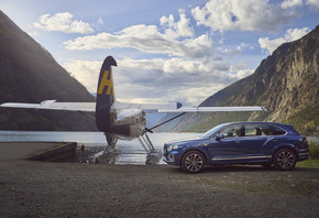 Bentley Bentayga, luxury SUV, Harbour Air, single engined high wing short take off and landing aircraft, De Havilland Canada DHC-3 Otter