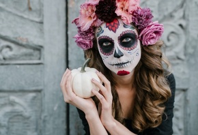 Woman, Halloween, Costume, Pumpkin