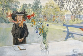 Carl Larsson, Swedish, 1905, Kersti In Black