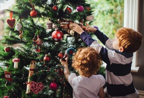 Kids, Christmas, Tree