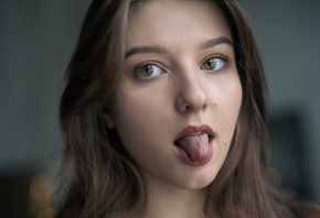 women, Carolina Kris, face, portrait, tongues