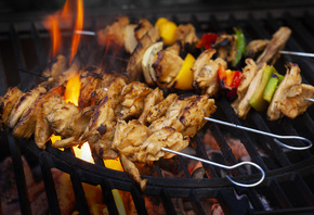 flame, chickens, grill