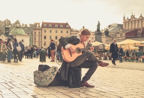 street performer, Old Town, Market Square, Krakow, Poland