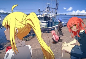 anime, girls, Bocchi the Rock, boat