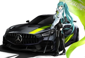 Mercedes-AMG GT R Pro, racing car, anime