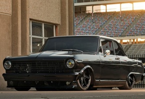 1964 Chevy II, black, chevrolet, muscle, custom