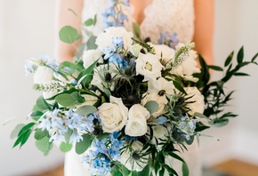 Wildflower Blues, organic wedding bouquet, blue delphiniums