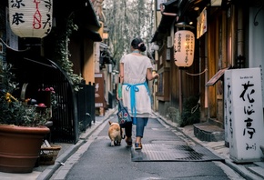 Walking The Dog, Kyoto, Japan