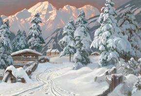 Alois Arnegger, Austrian, Snowy mountain landscape