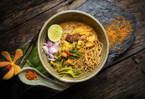 Khao Soi, Northern Style Curried Noodle Soup, Thailand