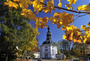 Autumn, church, Carlsfeld, Germany