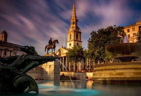 water, statue, cityscape, UK, London, sculpture