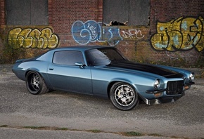 Camaro, Blue, GM, Classic, 1971, Bowtie, Muscle