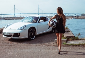 Porsche 911, Porsche 991, vehicle, Porsche, car, white cars, helmet, motorb ...
