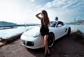 Porsche 911, Porsche 991, vehicle, Porsche, car, white cars, helmet, motorb ...