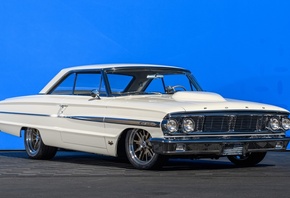 ford galaxie, white, muscle, classic, chrome