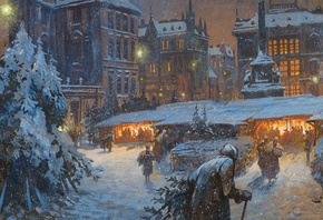 Georg Janny, Austrian, Christmas market at the court in Vienna
