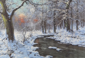 Laszlo Neogrady, Hungarian Art, Winter Forest