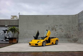 Lamborghini Murcielago Roadster, yellow cars, car, italian cars, Lamborghini