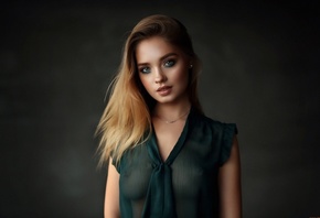 Katya Kotaro, sexy, see thru, green top, makeup, beauty, model, hot