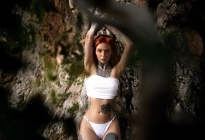 Maxim Gustarev, white panties, model, ass, tattoo, , redhead, white  ...
