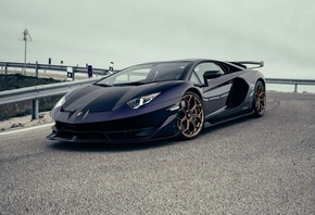 Lamborghini Aventador SVJ, italian cars, Lamborghini, Viola Aletheia, road, outdoors