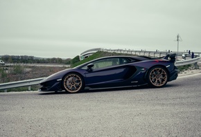 Lamborghini Aventador SVJ, italian cars, Lamborghini, Viola Aletheia, road, outdoors