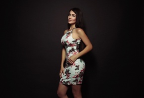 Andreina Berrueta, women, Paul Egas Scarino, dress, portrait, simple background