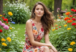 gorgeous, woman, garden, , , , , , 