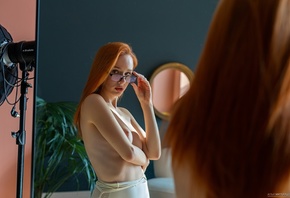 Elizaveta Kurilko, Ilya Miloradov, redhead, mirror, women indoors, , ...