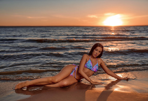 Vyacheslav Tsurkan, brunette, beach, , bikini, ass, model, sunset, h ...