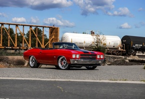 Convertible, red, classic, muscle, bowtie, chevelle