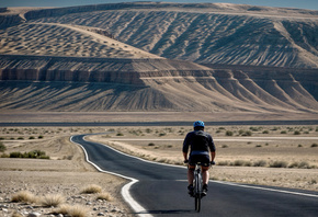 Estrada, Montanhas, Bicicleta, Deserto, Calor, Alta Temperatura