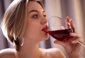 lana lane, wine, close up, lipstick