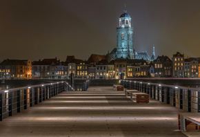 Holanda, Noite, Luzes, Ponte, Arquitetura