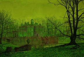 John Atkinson Grimshaw, A moated Yorkshire home, English Victorian era artist