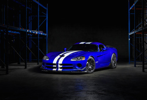 dodge, blue, viper, white stripes, mopar