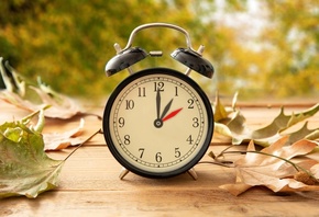 Black clock, autumn, trees background