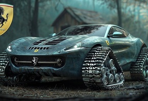 Ferrari, sports car, concept design, futuristic, sci-fi, luxury, vehicle, tracks, innovation, high-tech