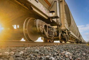 Freight Train, Sunset, Railway Track