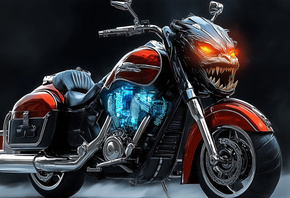 A futuristic motorcycle design fused with beastly cybernetic aesthetics. Th ...