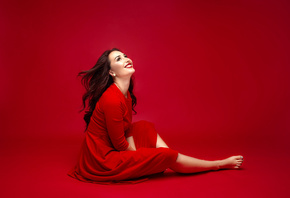 beautiful, woman, dress, red, smiling, , , , , 