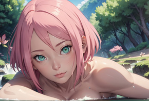 Haruno Sakura, Naruto Shippuden, green eyes, pink hair, , Naruto, anime, Naruto Shippuden, anime girls, AI Art