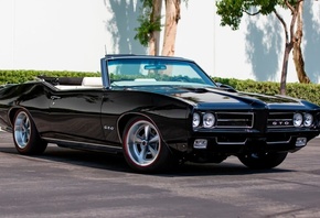 black, gm, classic, gto, pontiac, Convertible, 1969, muscle, outdoors