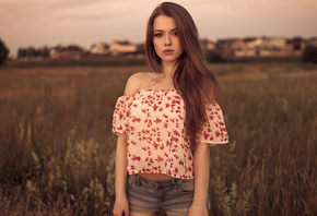 beautiful, girl, field, sweet HD Wallpaper, , , ,  HD