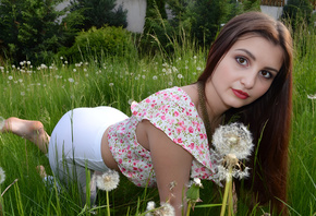 karina, ,  , , , , , , , karina, girl, long hair, brown, cute, pretty, beautiful, meadow of kalachi, bush