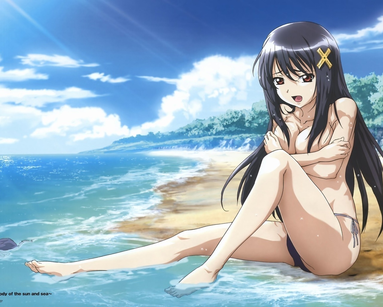 Картинки пляж, девушка, голая, аниме - обои 1280x1024, картинка №6532