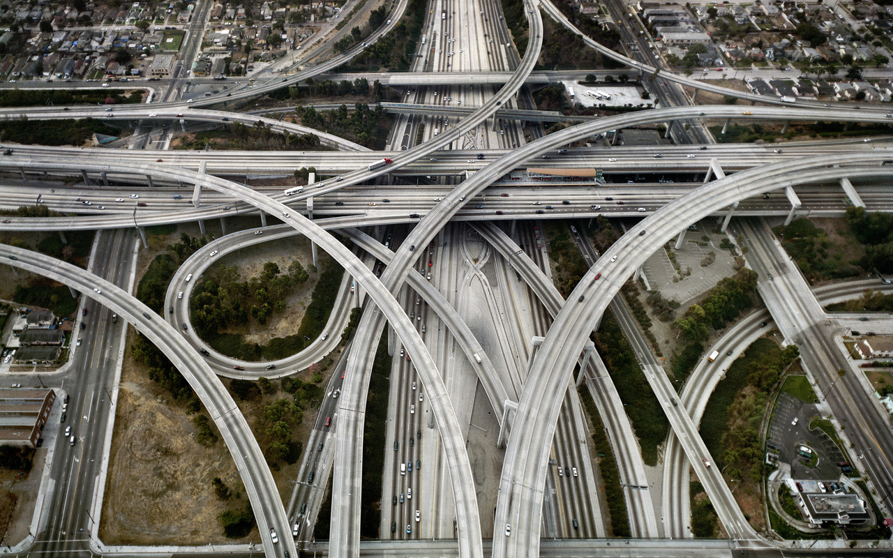 Картинки машины, bridge, город, Los angeles, дорога, мост, лос-анджелес -  обои 1280x800, картинка №11257